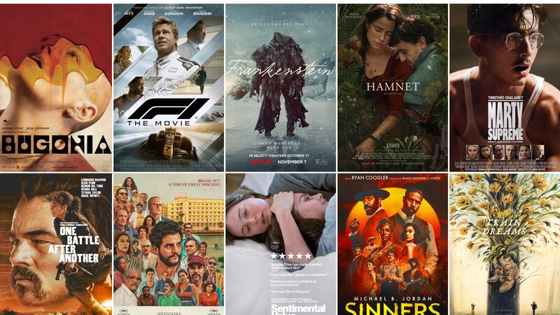 Esta combinación de imágenes muestra el arte promocional de las películas nominadas al Oscar a...