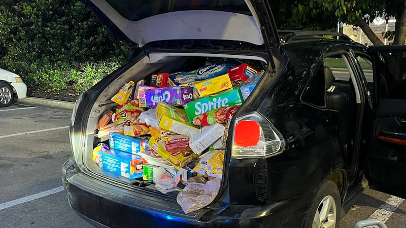 Nearly $2,800 in groceries were stolen from a Kroger in Mt. Juliet, Tennessee.