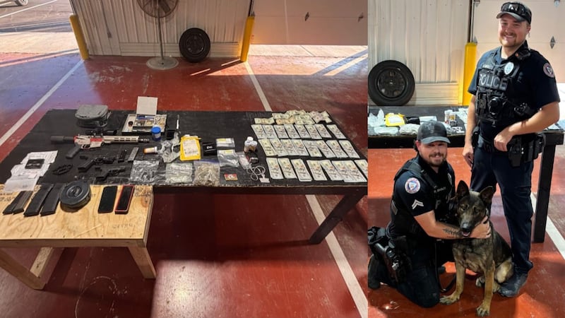 Guns, drugs and more than $23K in cash found after K9 alerted officers during traffic stop in...