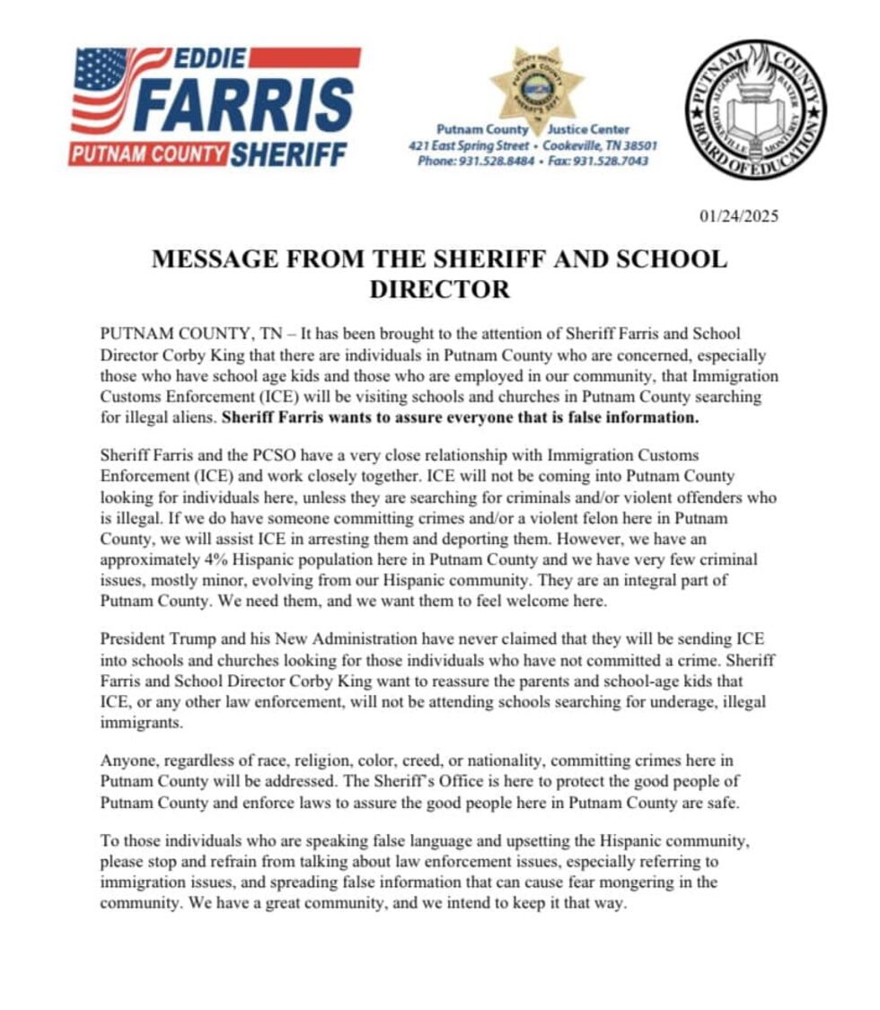 TN school system says no ICE agents to visit schools, churches