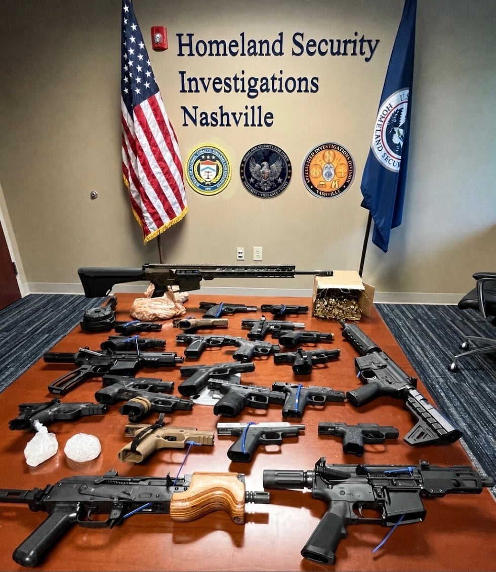 Firearms seized in the Middle District of Tennessee.